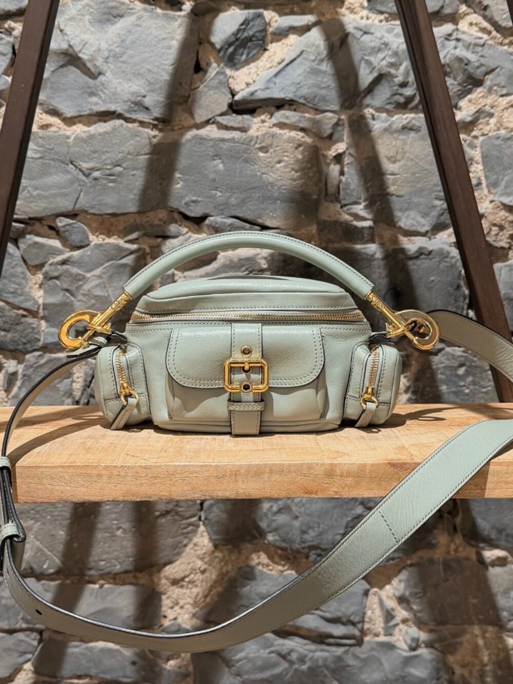 Chloé Seagrass Green Shiny Leather Small Camera Bag